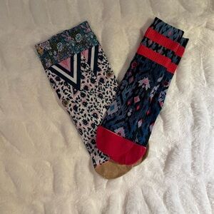 Stylish Kids' Patterned Socks - Blue, Red, and Gold